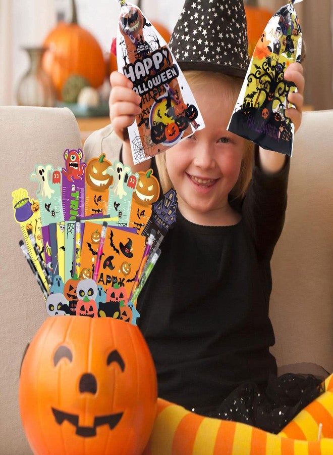 WOONOO 200PCS Halloween Party Favors for Kids Stationery Set, 30 PACK Assorted Halloween Goodie Bag Stuffers, Bulk Halloween Treats Bags for Trick or Treat Pencils Erasers Rulers - Image 5